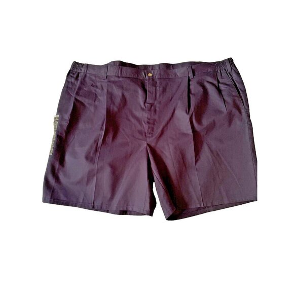 Haggar Mens Pleated Front Shorts 54W Dark Purple Full Cotton Elastic Waist Made - Picture 1 of 11